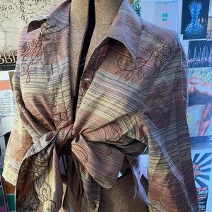 Vintage Embroidery silk feel blouse